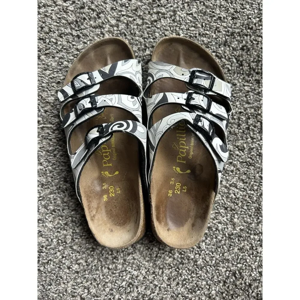 Birkenstock Papillo Black And White Pattern EU 37 Women’s 6